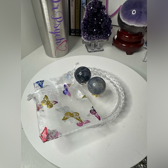 Iolite Mini Spheres with crowns - Set of 2/$30 - Picture 5 of 10